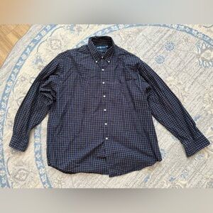 Ralph Lauren Navy Striped Oxford Button Down Polo Long Sleeve Men's Shirt